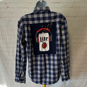 Miller Lite Upcycled Tee Flannel Sz S Unisex